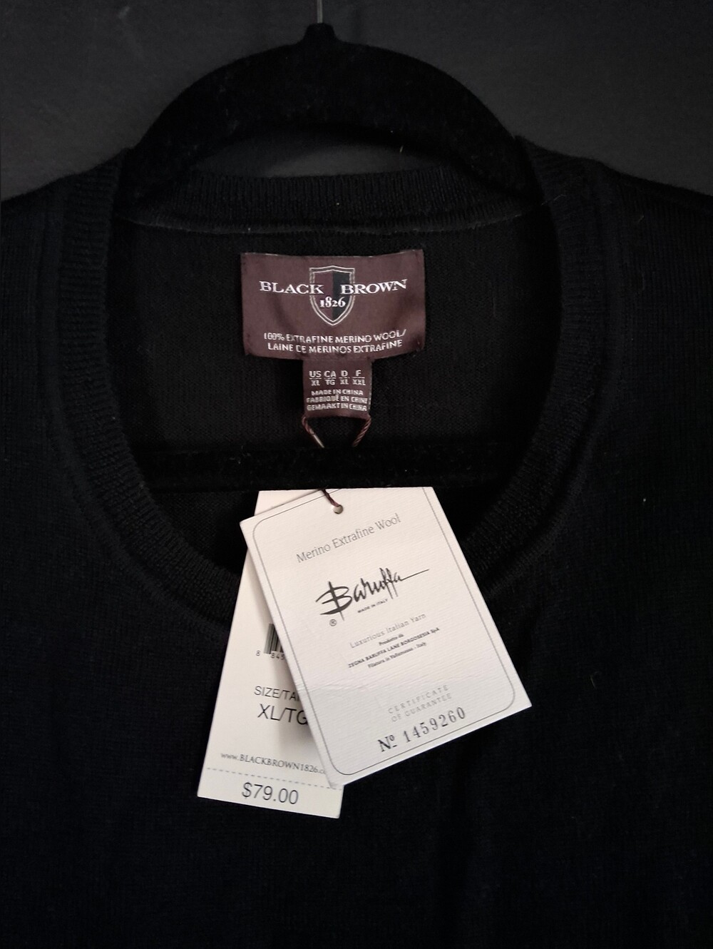 Black Brown 1826 Men’s Crewneck Sweater - Black